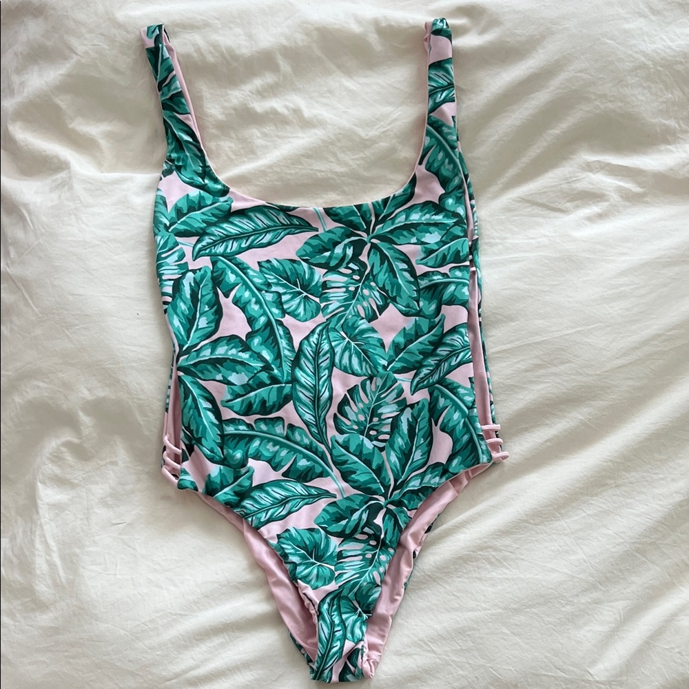 Frankie's Bikinis Palm & Pink Reversible One Piece